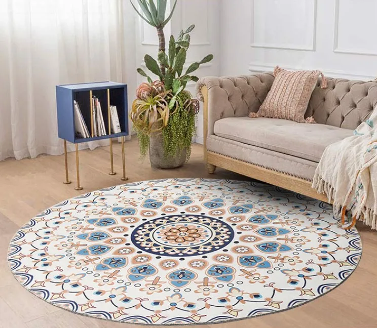 Этнический Boho напольный коврик для гардеробной и ковры коврик для йоги с мандалой Хиппи Мандала нескользящий круглый ковер для гостиной