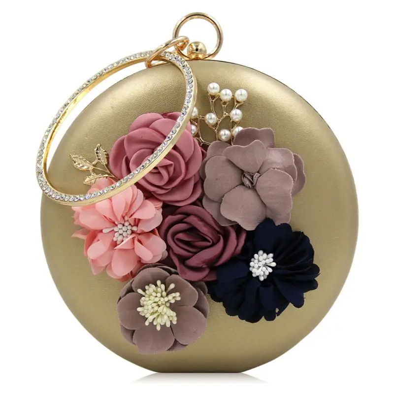 

Chic Women Evening Bag Round Flower Dinner Party Wedding Clutch Shoulder Handbag 23GE