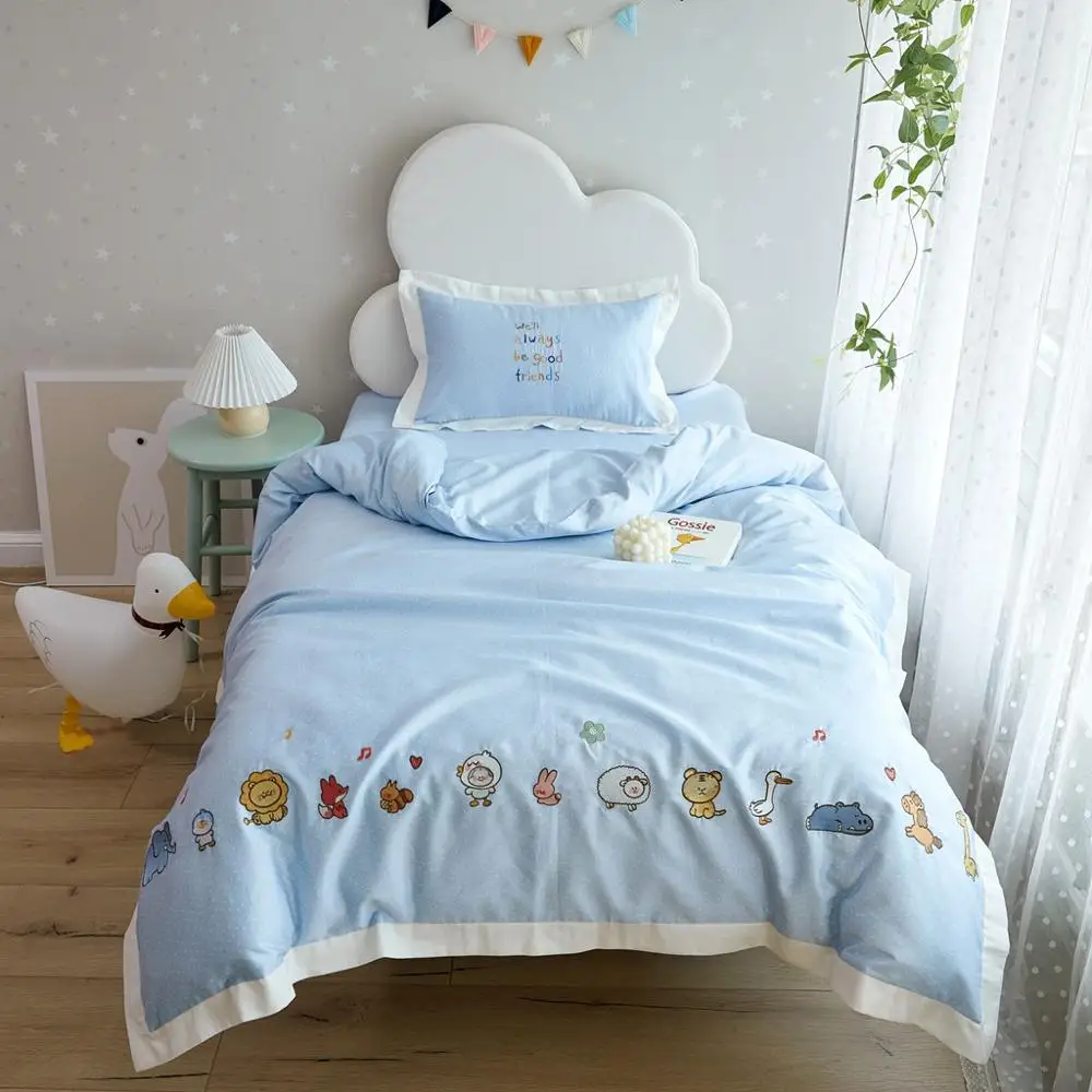 

High quality baby bedding set boy girl duvet cover set 100% long-staple cotton 60S embroidery quilts cover Class A cartoon linen