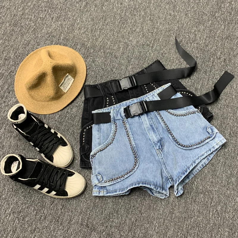 Женские джинсовые шорты с высокой талией широкие короткие свободные брюки