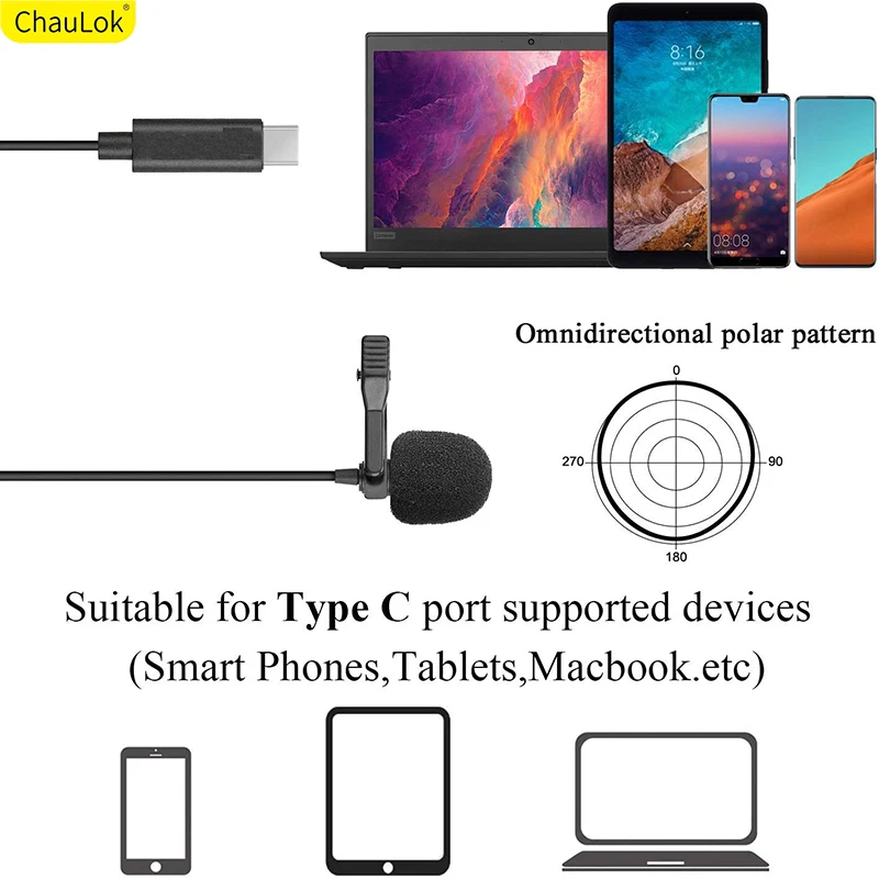 Профессиональный петличный микрофон конденсаторный для Samsung S20 Ultra S10 S9 S8 Note10 Plus