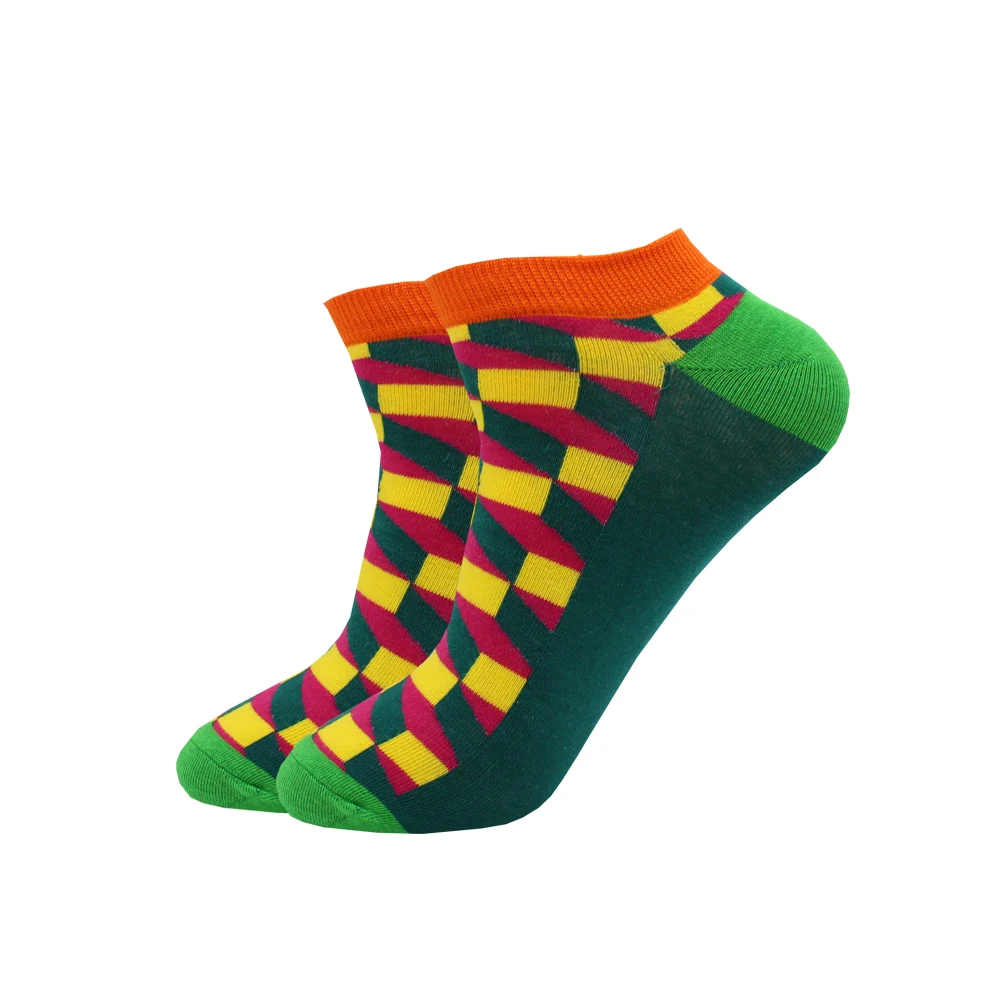 Цветные полосатые хлопковые мужские носки модные в горошек клетку пиво животные