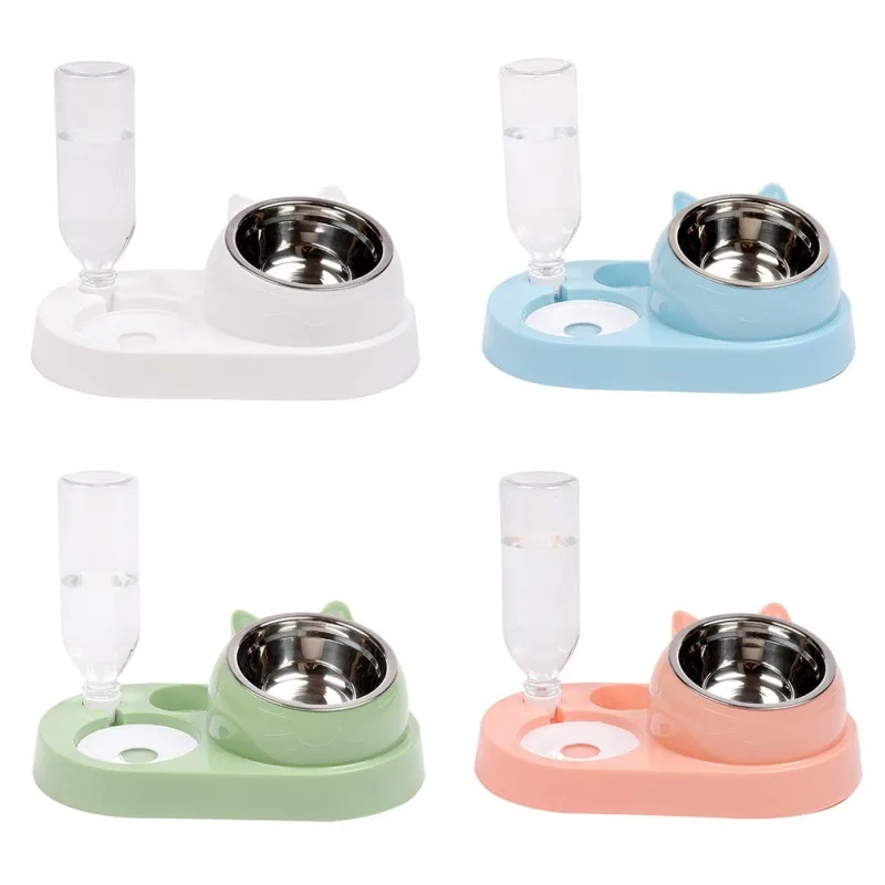 

2021 New Pet Accessories Cat Dog Drink Double Bowl Feeding Bowls Food Water Feeder Container Dispenser Pet Supplies Dropship