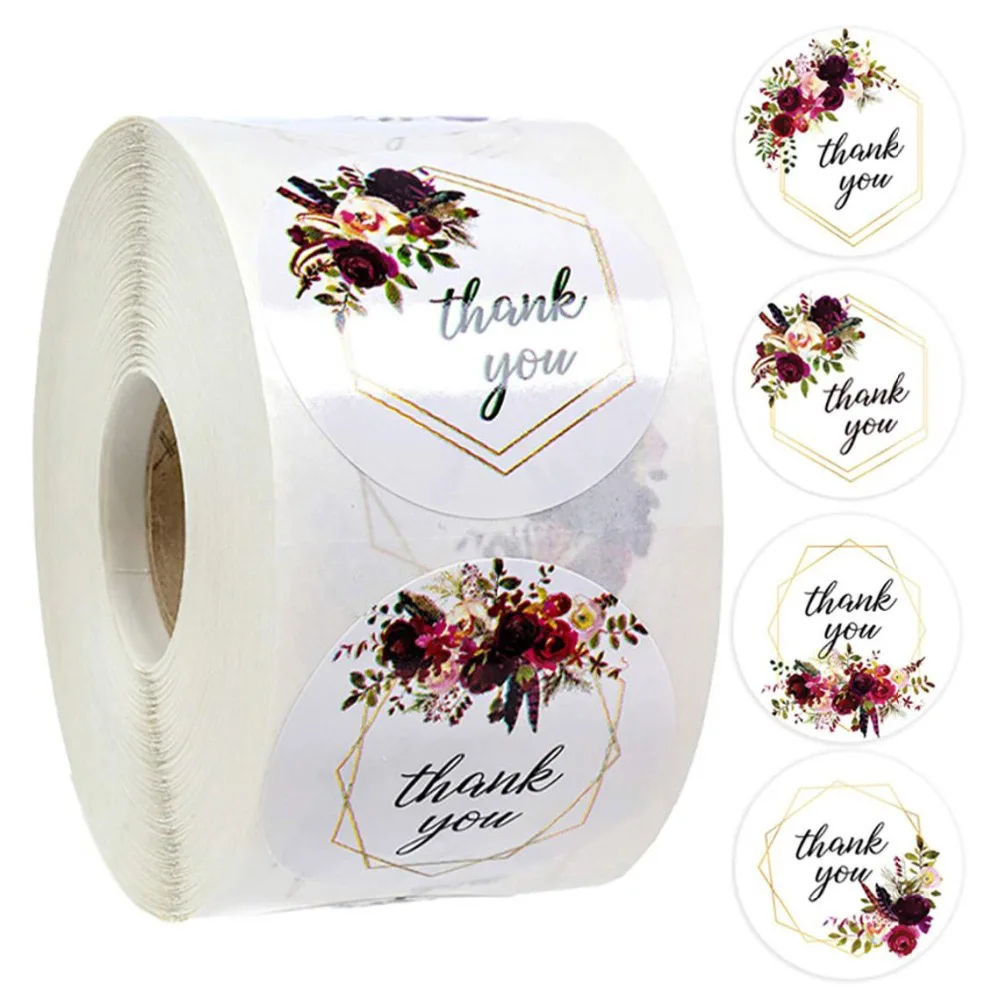 

Круглые наклейки с надписью Thank You, 4 дизайна, ярлык для конверта, свадебные канцелярские украшения, наклейки ручной работы, 100-1000 шт.