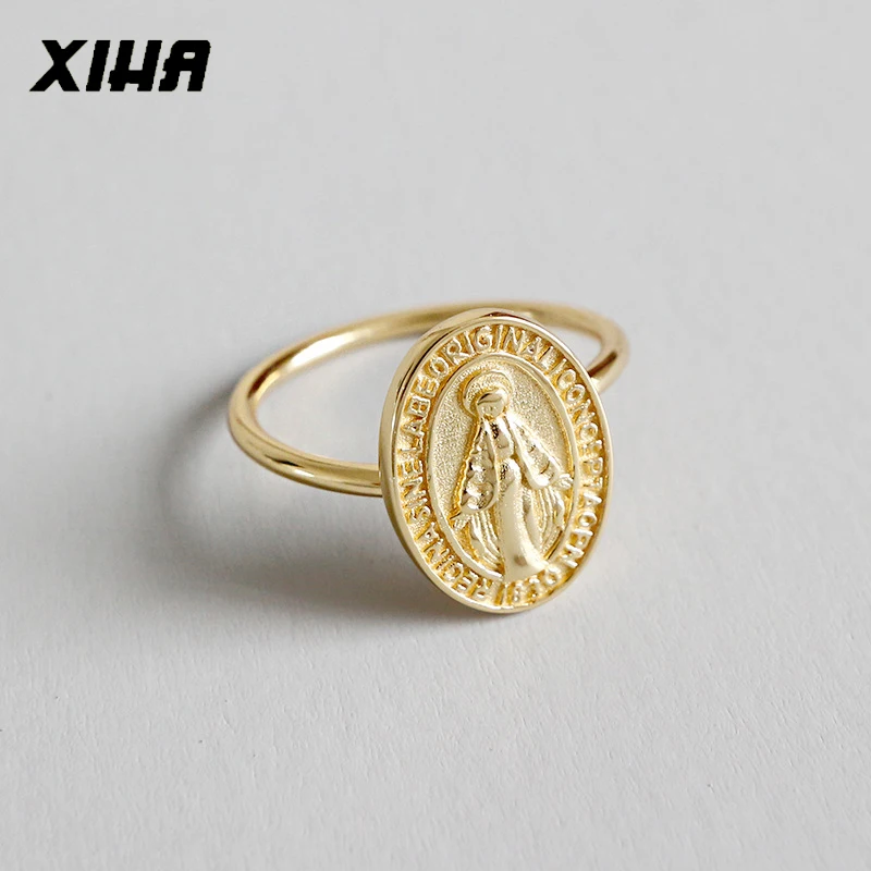 XIHA Аутентичные 925 Серебряные кольца для женщин овальные круглые портрет