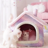 foldable deep sleep pet cat house indoor winter warm cozy kennel tent washable four seasons cats nest pets supplies accessories