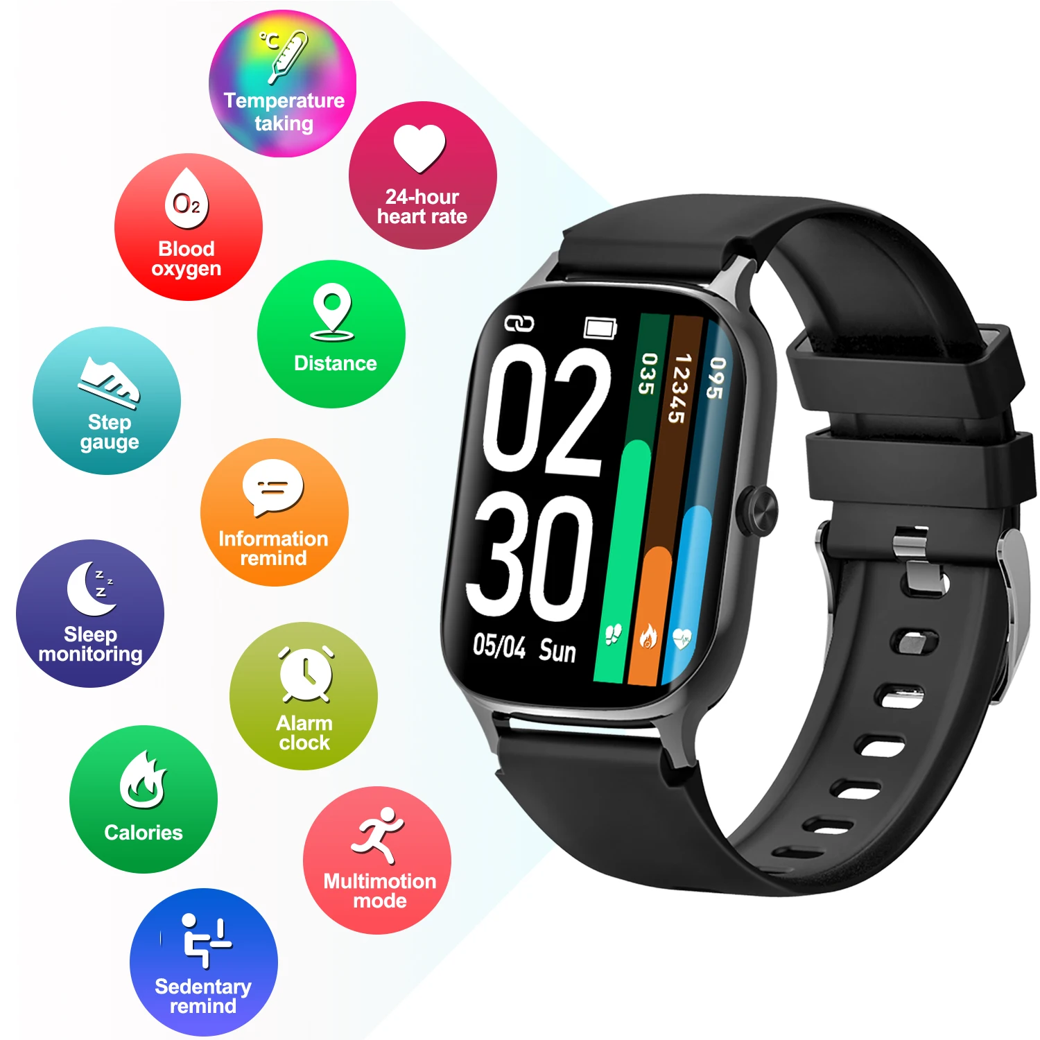 

F37 Smart Watch Body Temperature Measure Heart Rate Monitor Smartwatch For Men WomenFitness Tracker Waterproof For Android IOS
