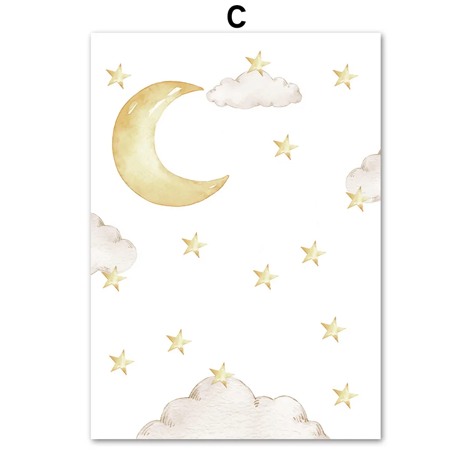 

Elephant star Moon Cloud Nursery Wall Art Canvas Painting Nordic Canvas Posters And Prints Wall Pictures Baby Kids Room Decor
