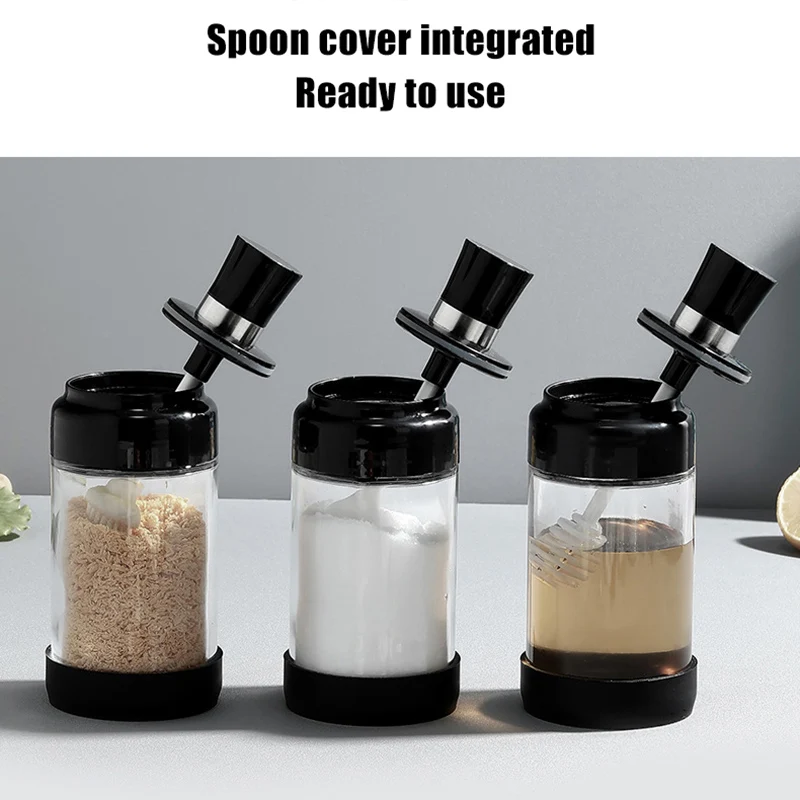 

Hot Seasoning Jar Seasoning Bottles Glass Storage Containers Spice Jar with Spoon/Brush D6