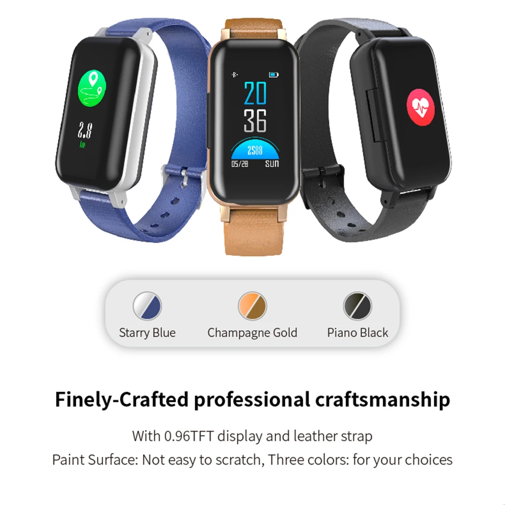 

NEW T89 HD Smart Watch Men with Bluetooth Earphone Women Smart Watch IP67 Support Siri BT Call Fitness Bracelet Smart Band