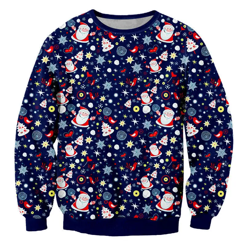 Счастливого Рождества Повседневный пуловер 3D унисекс Рождественский полный