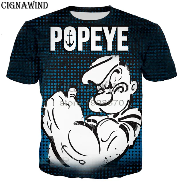 11 Модная дизайнерская футболка с мультяшным аниме Popeye для мужчин/женщин, футболки с 3D принтом, унисекс, футболка в стиле Харадзюку, уличная одежда, топы - Цвет: 11