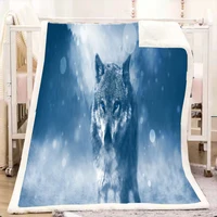 wolf blanket for men 3d hd cartoon blanket double thick warm super soft flannel lion blankets for sofa bedding carpet dropship