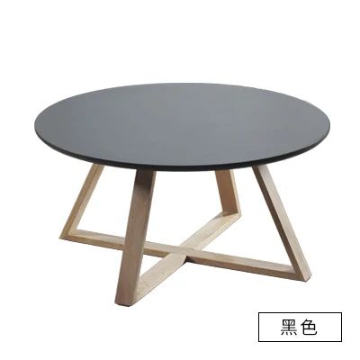 Скандинавский простой современный круглый журнальный столик из цельного дерева