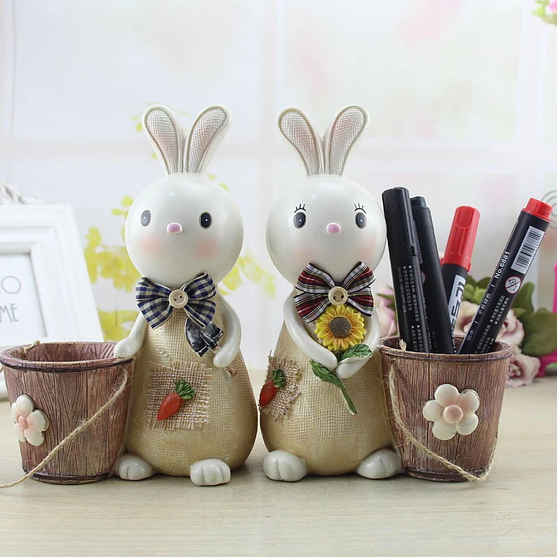 

Pastoral Rabbit Cartoon Resin Craft Ornaments Cartoon Rabbit Creatives Gift Piggy Bank Pen Holder P7Ding