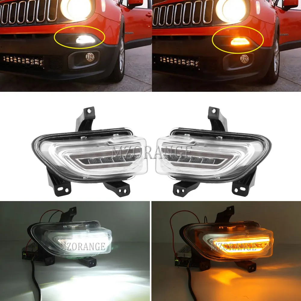 СВЕТОДИОДНЫЙ DRL головной светильник для Jeep Renegade 2015-2018 туман s Противотуманные