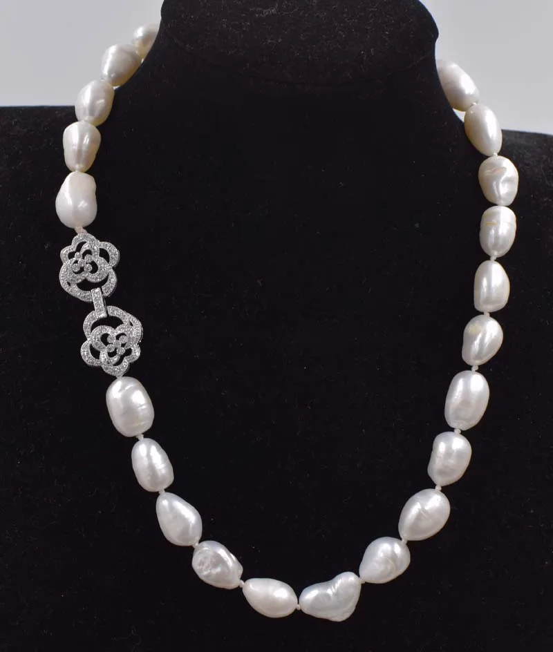 

freshwater pearl white baroque 10-13mm neck 18inch wholesale bead discount gift hot