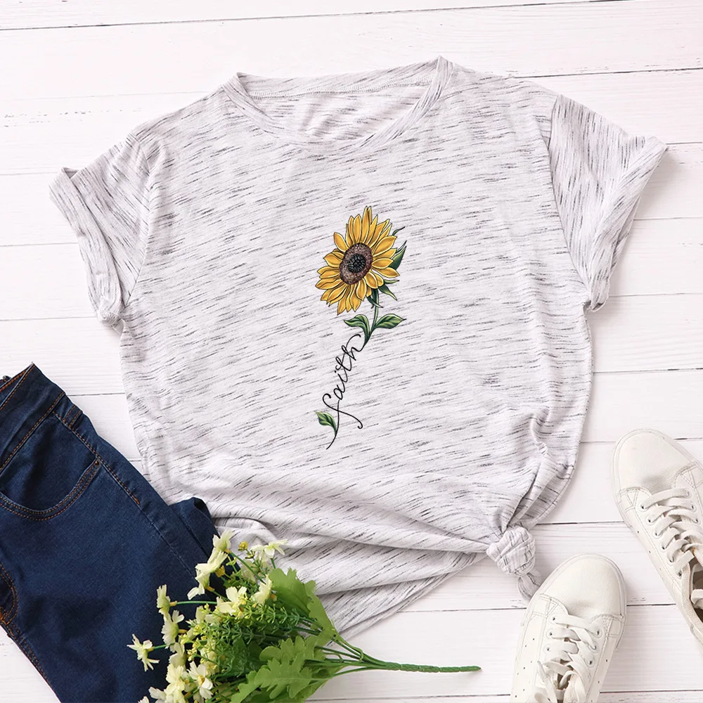

Sunflower Graphic Tee Summer Women Loose T-shirt Plus Size Woman Clothes Cartoon Harajuku Tshirt Casual Tops Cotton T Shirts