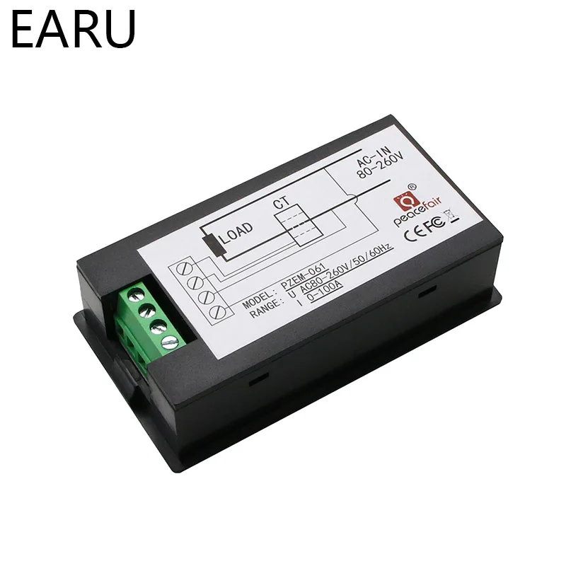 Измеритель мощности 100A 20A AC 80 ~ 260 В точный вольтметр амперметр кВт/ч Ватт счетчик