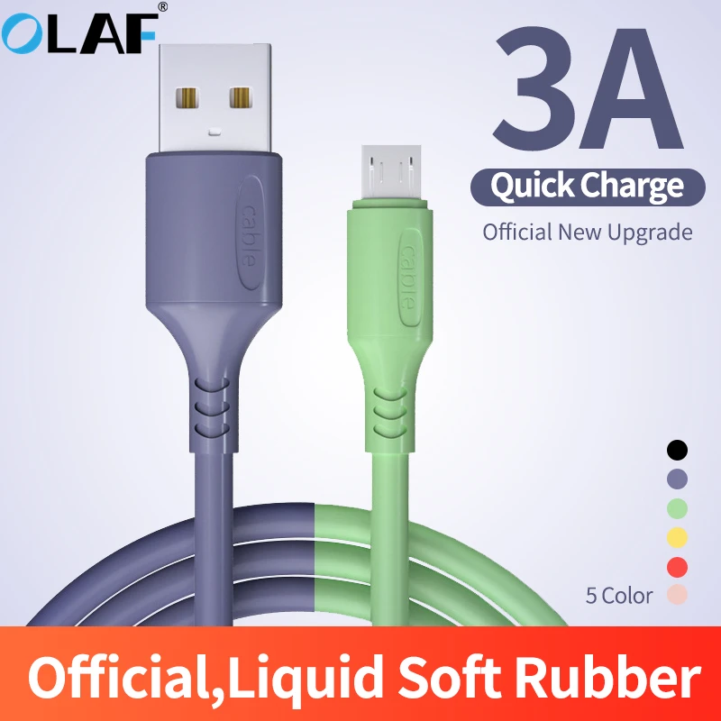 Olaf Мягкий Жидкий кабель 3A Быстрый Micro USB для Samsung Xiaomi Huawei Тип C зарядное устройство
