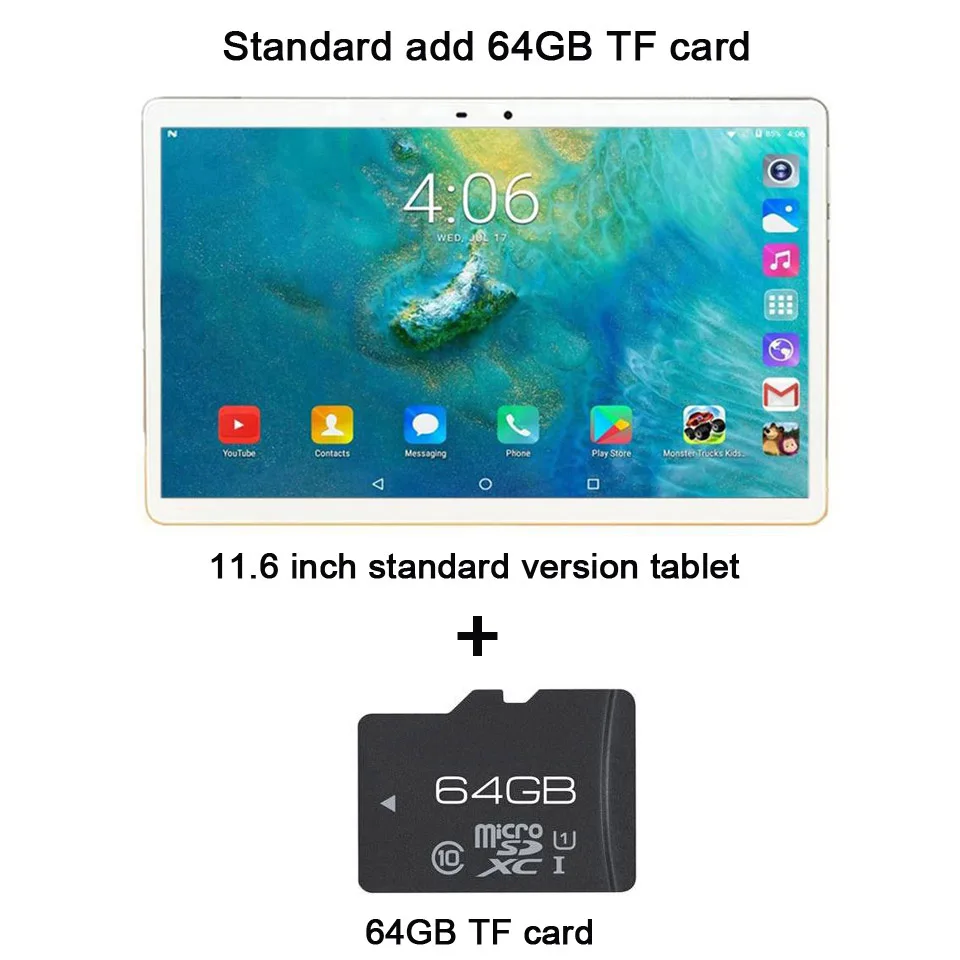 add 64G TF CARD 2 в 1 планшет ноутбук 11,6 дюймов android 10 ядер 1920*1080 с клавиатурой игровые планшеты gps wifi 4G sim карта вызов телефон tab - Комплект: add 64G TF CARD