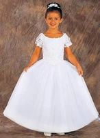 free shipping for weddings 2015 first communion little girl christmas pageant ball gown cap sleeve white lace flower girl dress