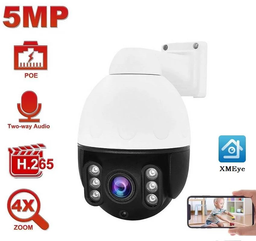 

PTZ Camera 3MP 5MP POE Camera Outdoor 4X Zoom Dome Camera Auto Tracking Home Security Cameras IR 60m IP66 P2P View XMEye