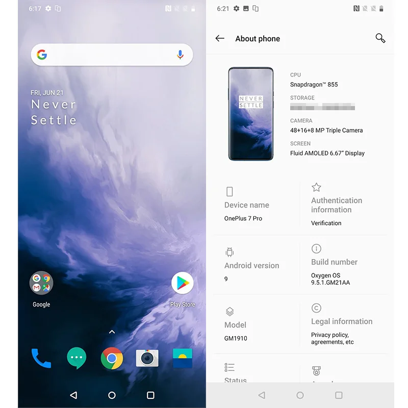 Смартфон OnePlus 7 Pro 6 ГБ 8 12 Гб ОЗУ 128 256 ПЗУ камера 48 МП Snapdragon 855 AMOLED экран 67 дюйма