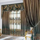 Комплект штор, европейская роскошная занавеска С Балдахином для гостиной, комплект занавесок бронзового синего цвета, готовая занавеска 051