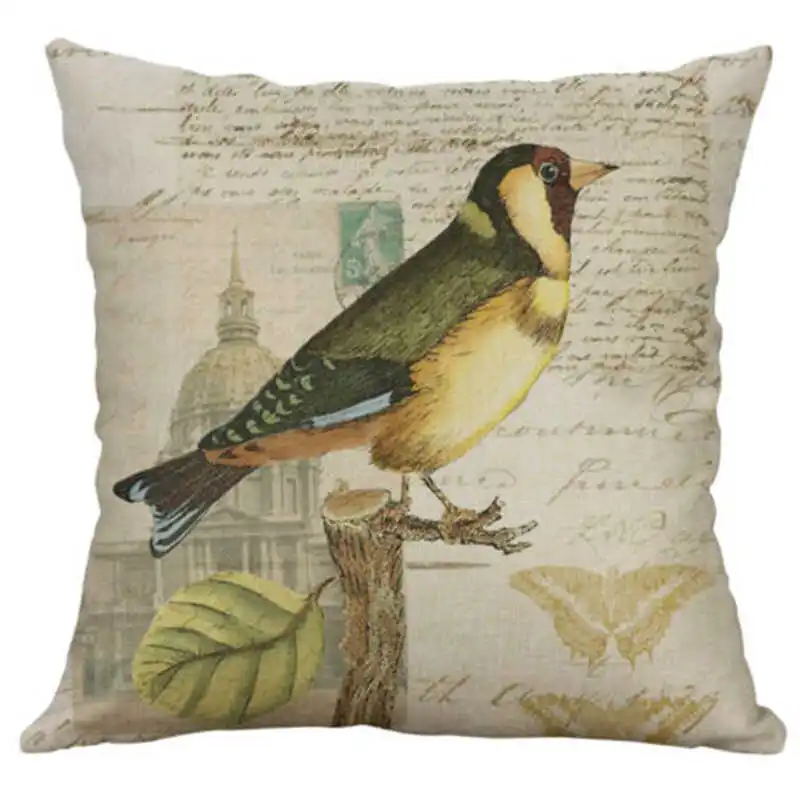 

Bird Throw Decorative Cover Cushion Print Cotton Case Home Pillow Square Linen