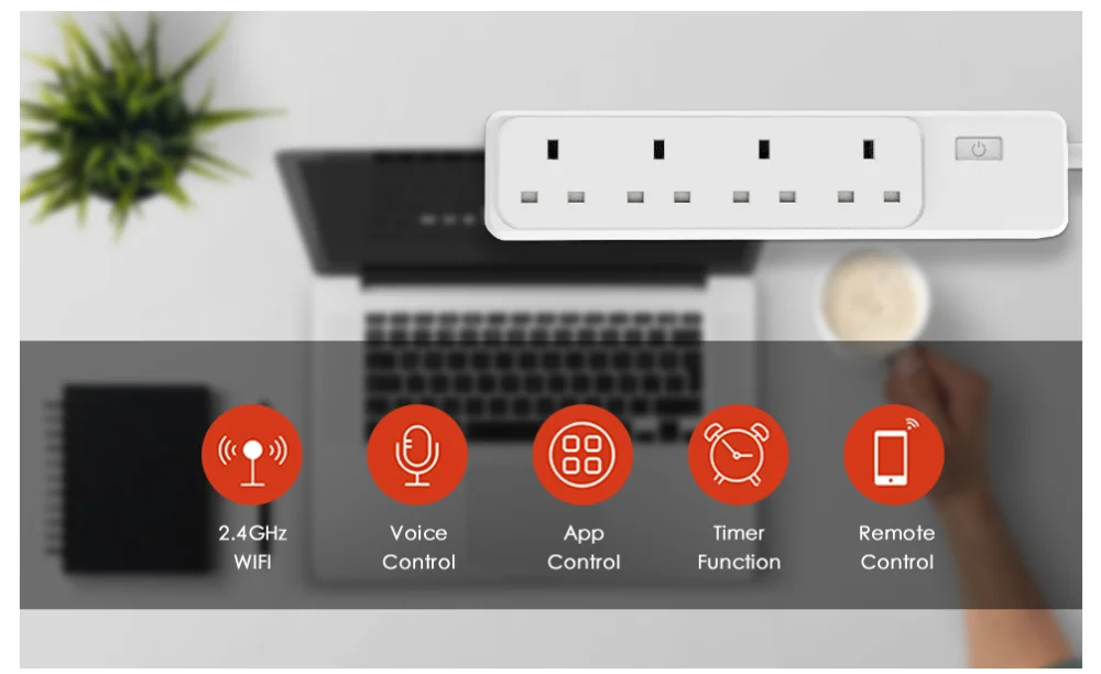 Умный WiFi сетевой фильтр 4 розетки переменного тока, Alexa& Google Assistant& IFTTT& SmartThings поддерживается, приложение дистанционного управления MSS420FUK