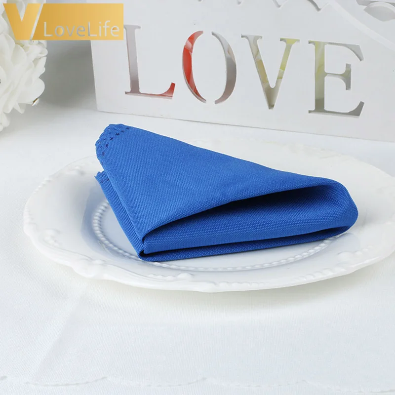 Royal blue 10 шт. 30x30 см полиэстер салфетки для стола много цветов Ресторан Ужин Декор свадебного банкета принадлежности и вечерние украшения - Цвет: Royal blue