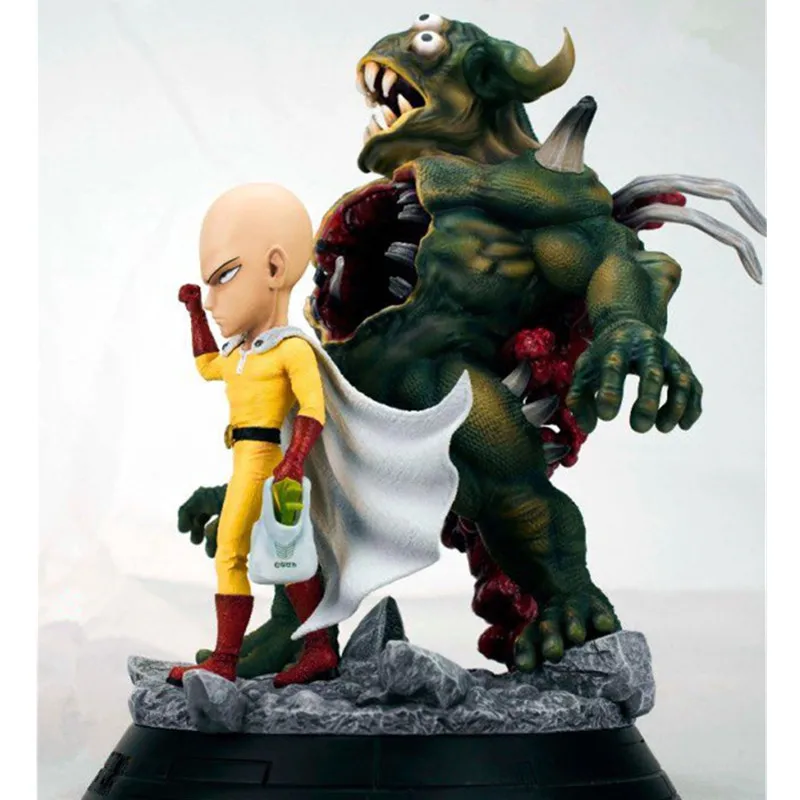 

28cm Anime ONE PUNCH MAN Saitama 2 Head Battle Ver GK Resin Statue Box Action Figure Collectible Model Toy O56