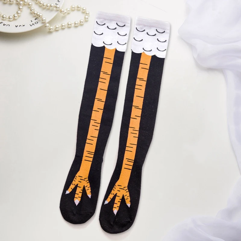 

Winter Autumn Women 3D Chicken Print Socks Funny 3D Cartoon Thigh High Sock Fashion Cute Ladies Thin Toe Feet Socks Cosplay
