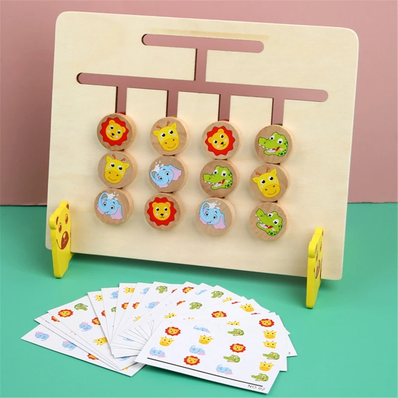 

Montessori Toy Colors and Animal Double Sided Matching Game Logical Reasoning Training Kids Educational Toys Children Wo