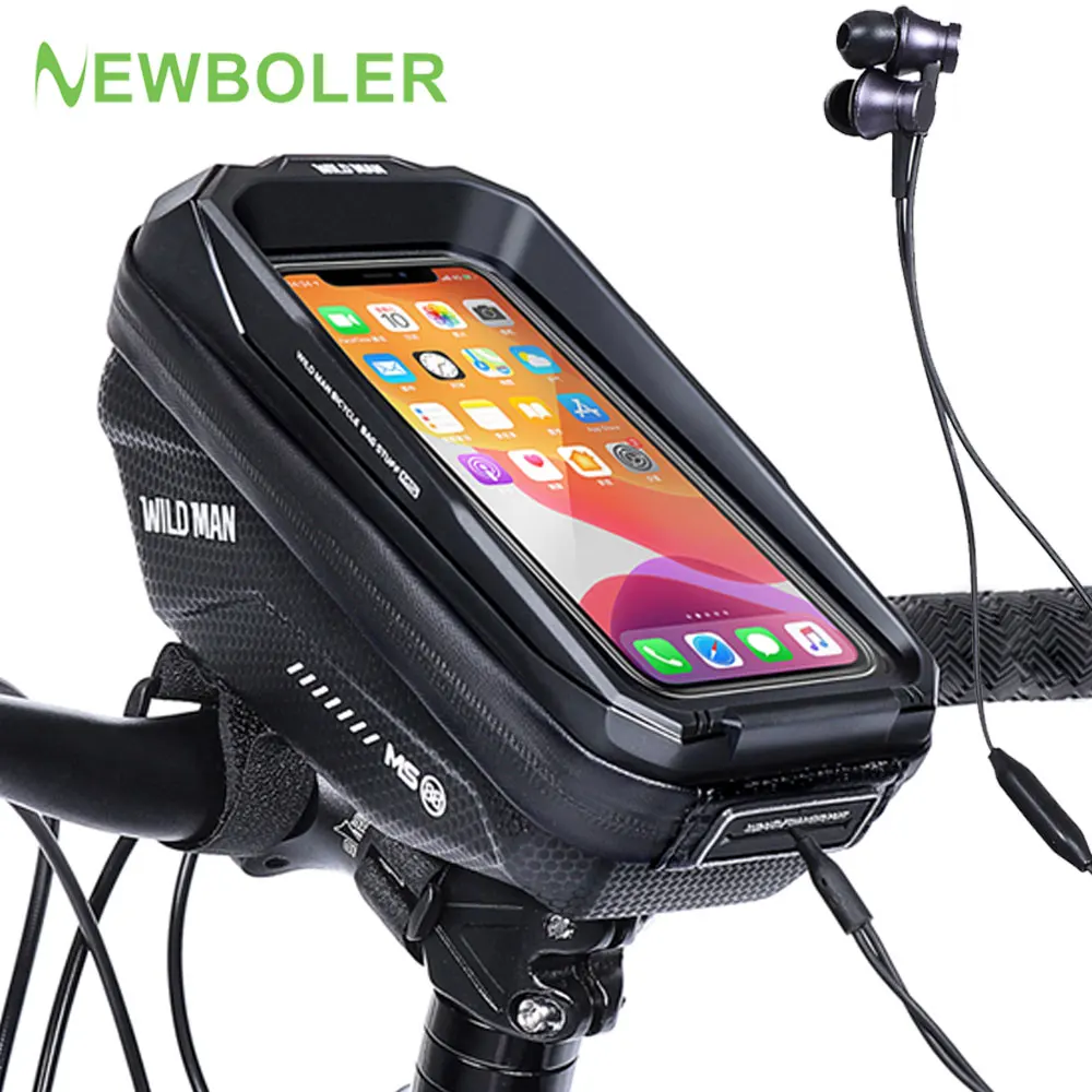 

WILD MAN Новая велосипедная сумка EVA hard Shell Велоспорт Сумка на руль Водонепроницаемая 6,7-дюймовая сумка для телефона с сенсорным экраном MTB Pack Ак...