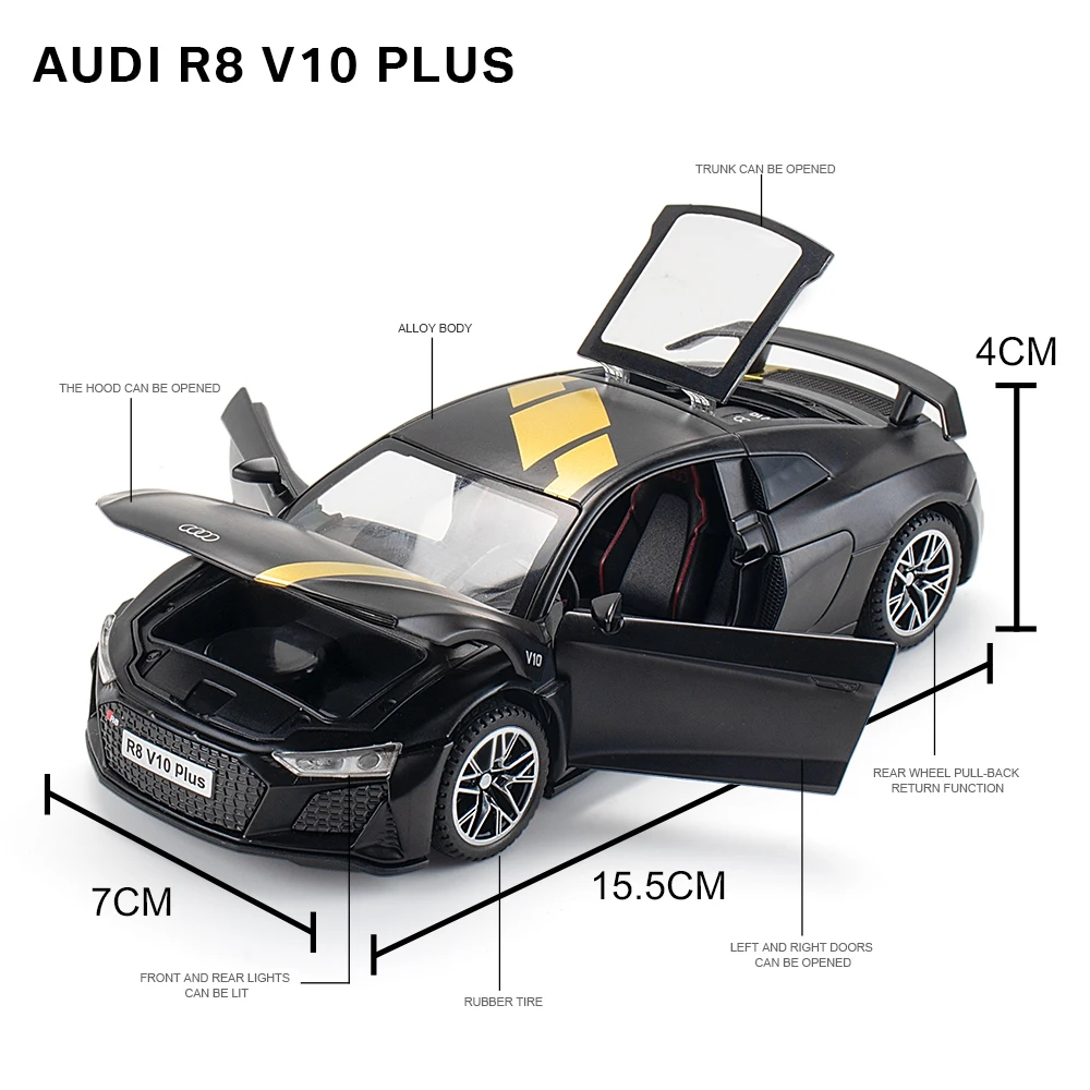 Модель автомобиля Audi R8 V10 Plus в масштабе 1:32 | Игрушки и хобби