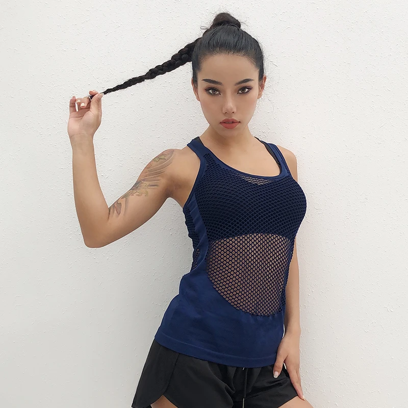 

Sleeveless Mesh Hole Yoga Vest Athletic Fitness Sport Tank Tops Gym Running Training Yoga Shirts Workout Tops for Women