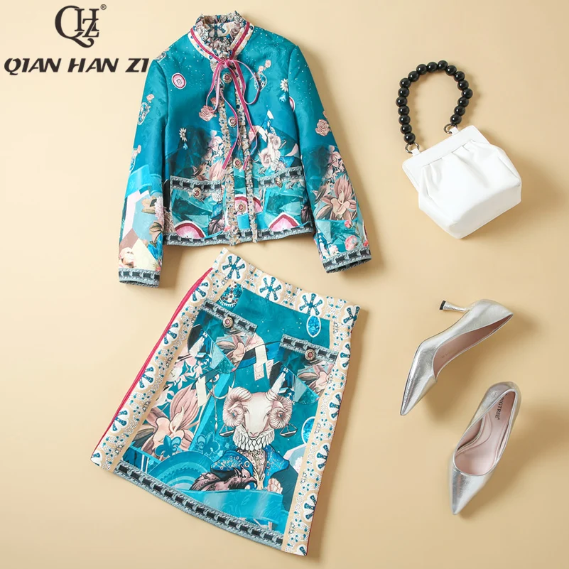 Цянь Хан Zi 2020 дизайнеры модный костюм для женщин с длинным рукавом гофрированное