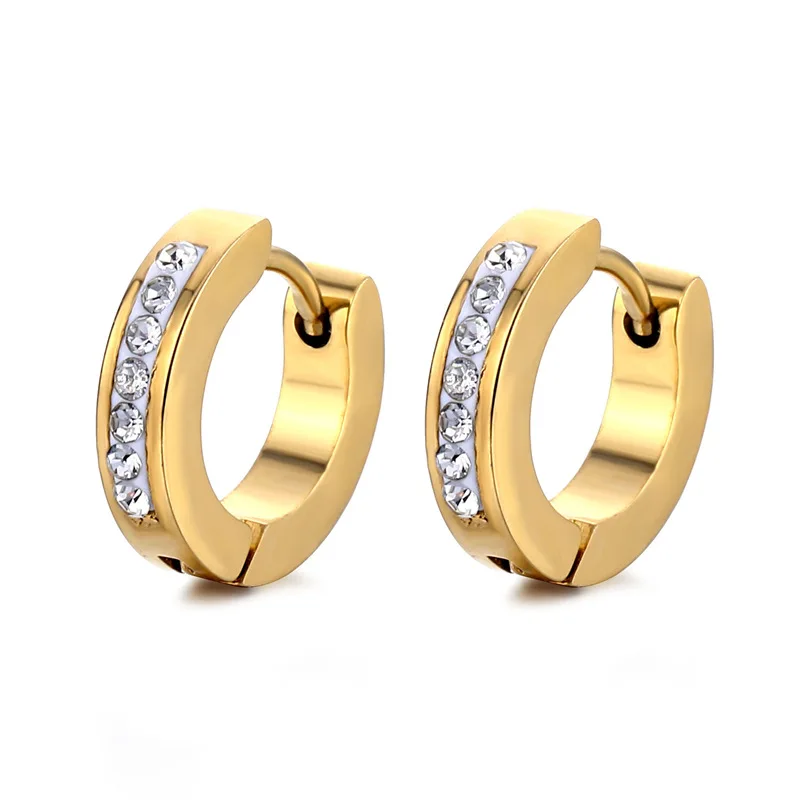 1 Pair Punk Men/Women Small Ear Circle Earrings Stainless Steel Piercing Ear Buckles Heart Round Hoop Earring Gothic Jewelry - Окраска металла: Style 7