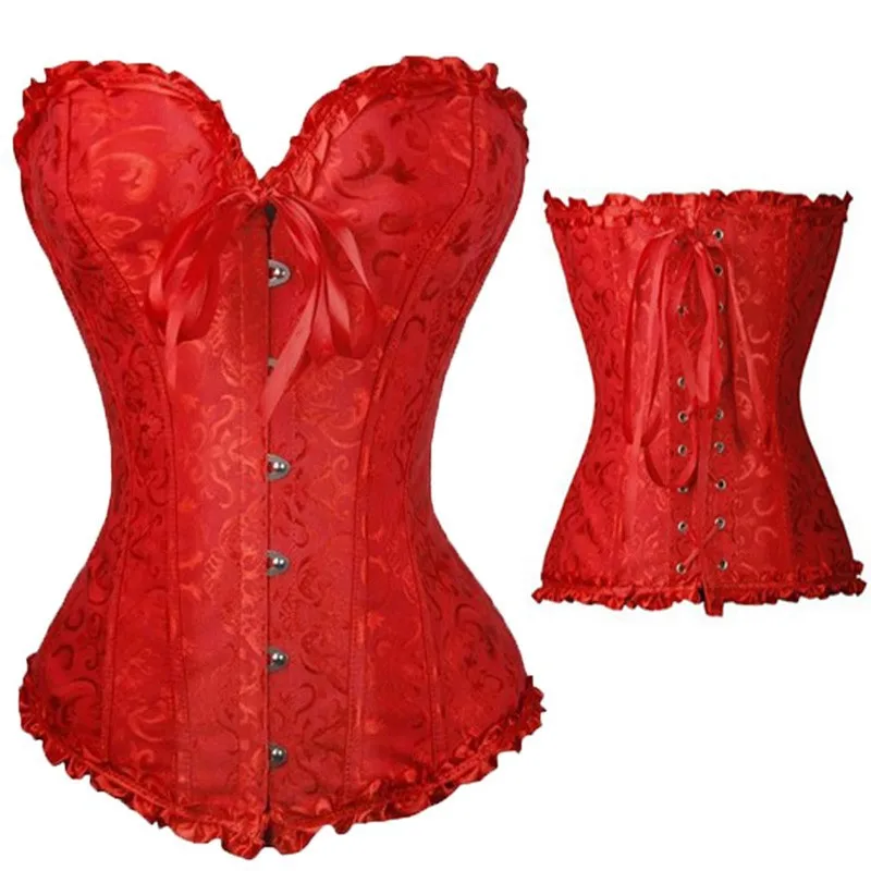 

Sexy Women Brocade Corset Zip Vintage Style Corsets And Bustiers Corselet Overbust Ladies Tops