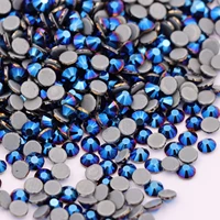 metallic blue hematite flatback iron on rhinestones hot fix crystals strass glass hotfix stones for needlework clothing