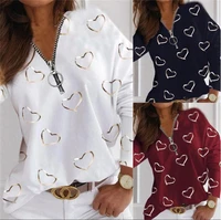 2021 new style springautumn womens top tees floral print long sleeve v neck looset shirts