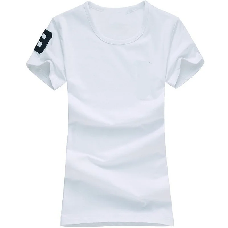 

100% Cotton Neck Basic Knitted big horse Women T-Shirt Summer Spring New Casual T Shirt Good Quality classic 602