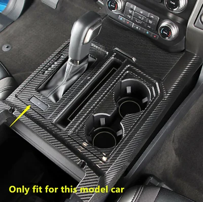 Carbon Fiber Grain JeCar Car Gear Shift Panel Cover Trim & Water Cup Holder Trim Frame Interior Accessories for Ford F150 2009-2014