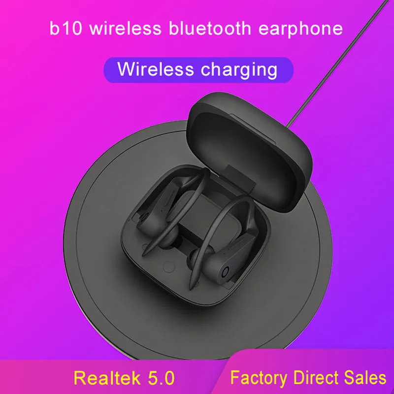 B10 наушники вкладыши TWS Bluetooth 5 0 беспроводной зарядки ушной крючок гарнитуры