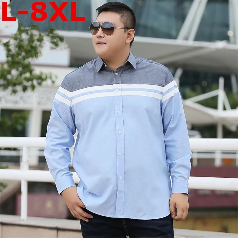 

Plus size 8XL 7XL 6XL New Men Shirts Business Long Sleeve Turn-down Collar Cotton Male Shirt Slim Fit Popular Designs big size