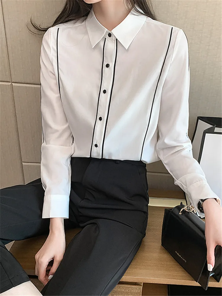 

Chikichi Spring 2021 New Ladies Long-sleeved Professional Blouse Bottoming Chiffon Shirt Women Korean Fashion Clothing