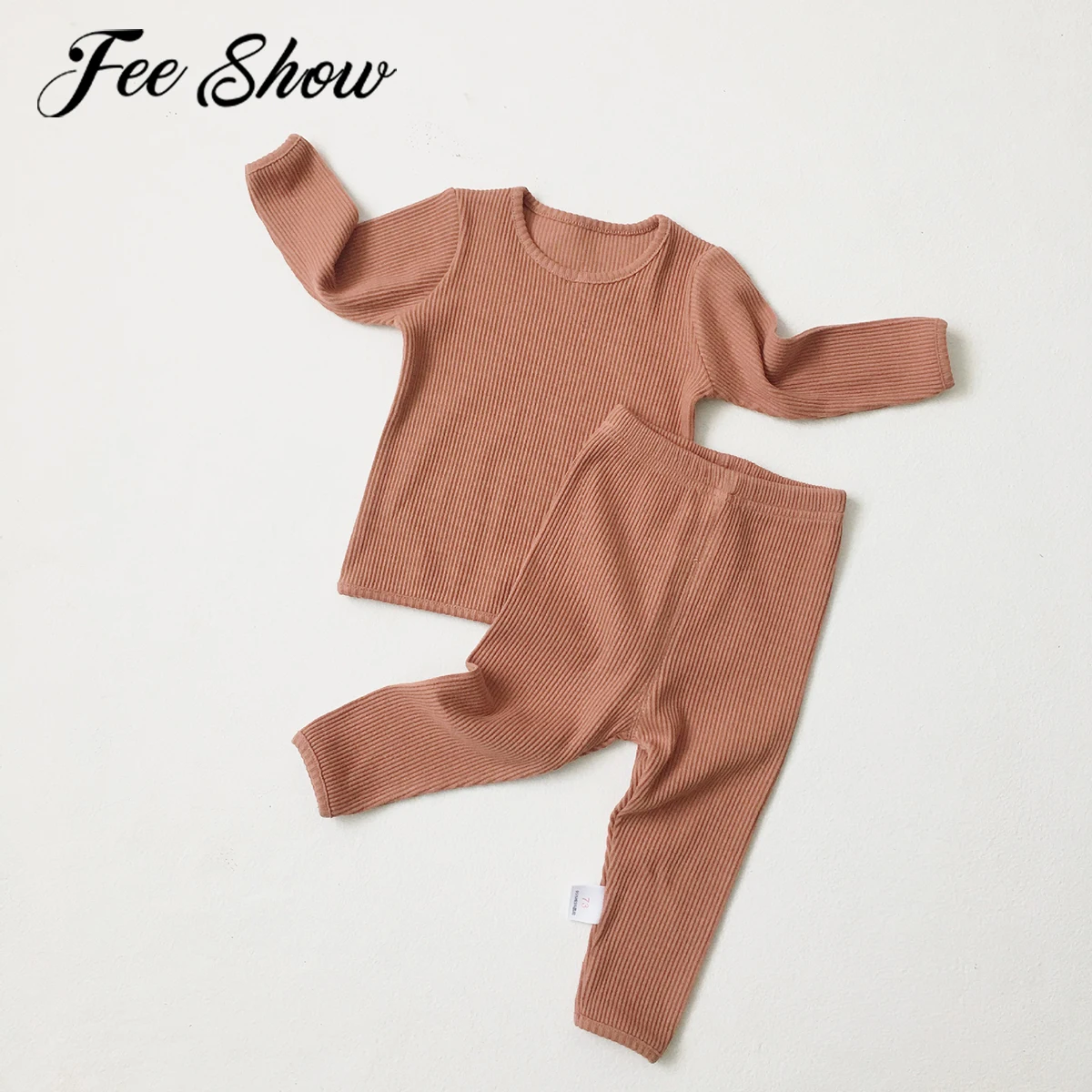 

Toddler Boys Girls Ribbed Fitted Pajamas Kids Boys Cotton Top and Pants Sets Baby Clothing Sleepwear Nightwear Soft Clothes