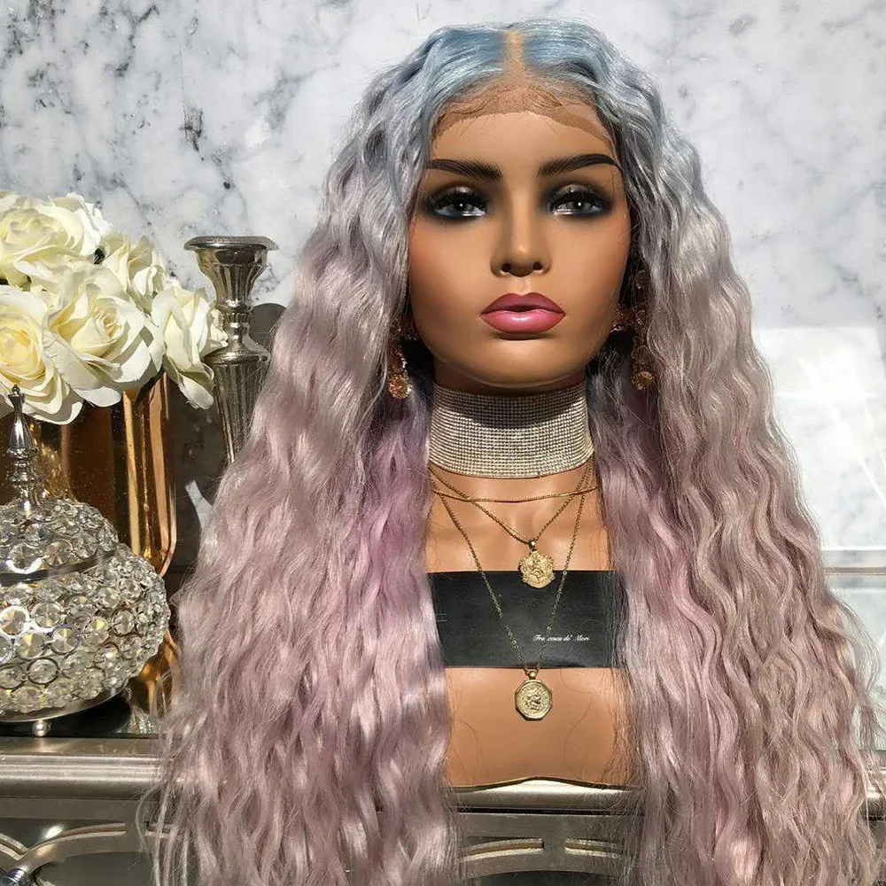 Модные женские волнистые длинные вьющиеся волосы полный комплект головы